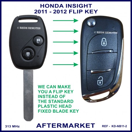 Honda Insight 2011 - 2012 2 button remote flip key key aftermarket