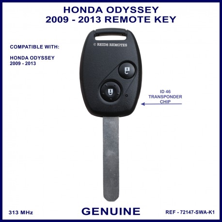 Honda Odyssey 2009 - 2013 2 button remote key genuine 72147-SWA-K1 ID-46