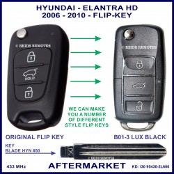 Hyundai Elantra HD 2006 - 2010 3 button flip key aftermarket