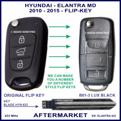 Hyundai Elantra MD 2010 - 2015 3 button flip key aftermarket