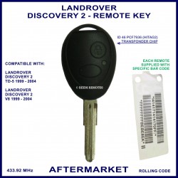 Land Rover Discovery 2 1999 - 2004 - 2 button remote key 433 MHz id46