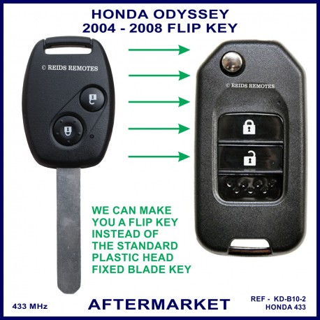 Honda Odyssey 2004 - 2008 2 button remote flip key G8D-382H-A 433MHz aftermarket