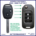 Honda Odyssey 2004 - 2008 2 button remote flip key G8D-382H-A 433MHz aftermarket