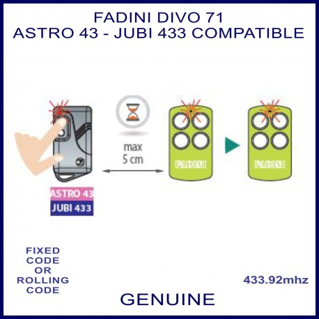 Fadini Divo 71 4 button Astro 43 & Jubi 433 cloning remote control