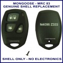 Mongoose M80 series 3 button MRC83-G & MRC83-R replacement remote shell