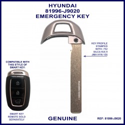 Hyundai Kona emergency key blade for smart remote proximity key