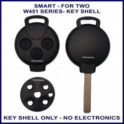 Smart Fortwo W451 compatible 3 button remote key shell - no electronics