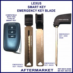 Lexus smart proximity key 69515-30380 compatible emergency key blade
