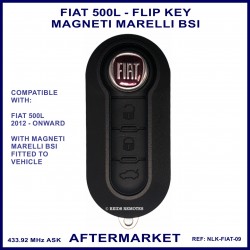 Fiat 500L 3 button remote flip key for Magneti Marelli type BSI