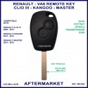 Renault Clio - Kangoo & Master 2 button remote key VA6 or CIT-1 key blade PCF7947