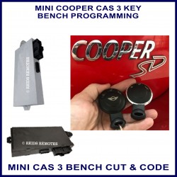 Mini Cooper key cut & programming of smart key to CAS module on bench