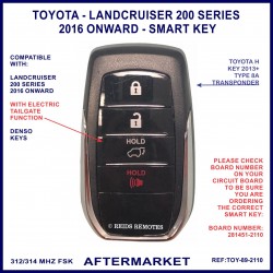 Toyota Landcruiser 200 series 4 button smart key 281451-2110 Denso HYQ14FBA aftermarket