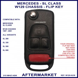 Mercedes SL Class W129 1997 - 2001 models replacement remote flip key