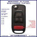 Mercedes SL Class W129 1997 - 2001 models replacement remote flip key