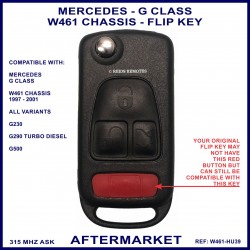 Mercedes G Class W461 1997 - 2001 models replacement remote flip key