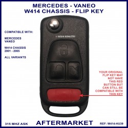 Mercedes Vaneo W414 2001 - 2005 models replacement remote flip key