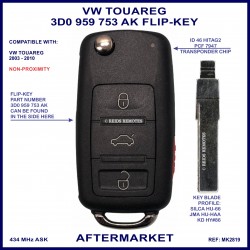 VW - Tourag 2003 - 2011 4 button non-prox flip key ID46 PCF7947