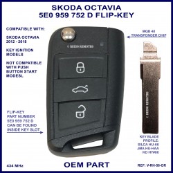 Skoda Octavia OEM flip key 5E0 959 752 D MQB48