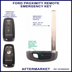 Ford Ecosport, Endura, Mustang & Ranger proximity smart remote emergency key blade