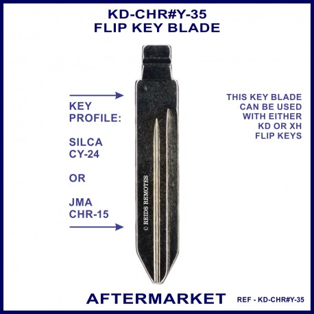 Chrysler Dodge & Jeep compatible Silca CY24 & JMA CHR-15 flip key blade