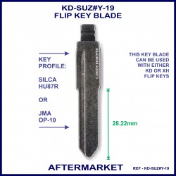Suzuki Silca HU87R or JMA OP-10 compatible aftermarket flip key blade