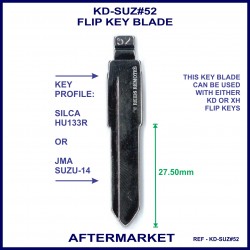Suzuki compatible Silca HU133R or JMA SUZU-14 aftermarket flip key blades