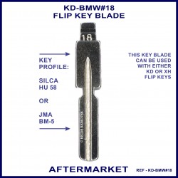 BMW Silca HU58 or JMA BM-5 compatible aftermarket flip key blades