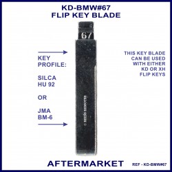 BMW Silca HU92 or JMA BM-6 compatible aftermarket flip key blades