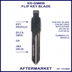 Hummer H2 & H3 compatible Silca GM39 & JMA GM-28 aftermarket flip key blade