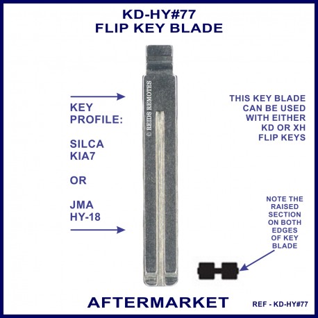 Hyundai & Kia compatible JMA HY-18 & Silca KIA7 aftermarket flip key blade