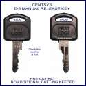 Centsys D5 manual release key No. 198