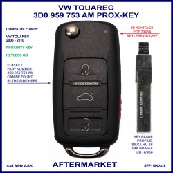 VW - Touareg 2003 - 2011 4 button proximity flip key ID46 keyless go