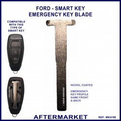 Ford proximity remote Nickel coated emergency key blade - HU101T