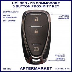 Holden Commodore ZB RS 3 Button smart proximity key NCF29A1E chip 13519148