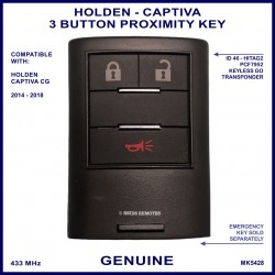 Holden Captiva CG series 3 button genuine smart key remote 95137227