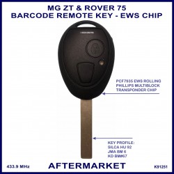 MG ZT & Rover 75 1999 - 2005 2 button remote key 433 MHz PCF7935 EWS chip
