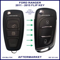 Photo shows a genuine flip key on the left and this aftermarket flip key on the right