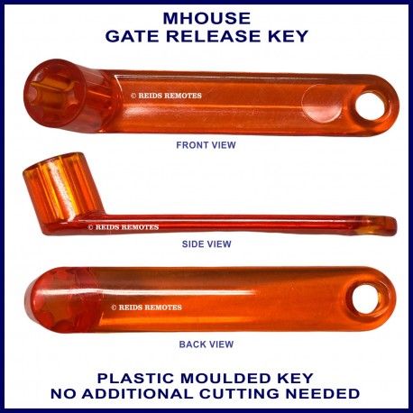 Mhouse orange plastic manual release key to unlock swing or sliding gate motor