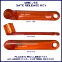 Mhouse orange plastic manual release key to unlock swing or sliding gate motor