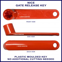Nice orange plastic manual release key to unlock swing or sliding gate motor