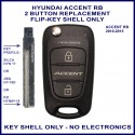 Hyundai Accent RB 2010-2015 2 button flip key replacement case