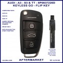 Audi 8P0837220D for Audi A3 TT 3 button ID48 434MHz KEYLESS GO remote flip key