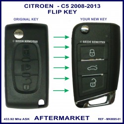 Citroen C5 2008 - 2013 3 button remote flip key key aftermarket vvdi