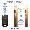 Hyundai genuine 81996-1R101 & 81996-2V101 flip key blade matching Silca HYN17 or JMA HY-19D