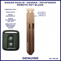 Nissan Dualis, Navara & Pathfinder remote key separate key blade