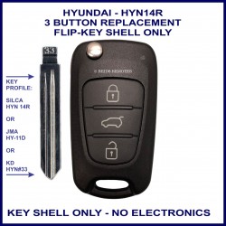 Hyundai Elantra MD compatible 3 button flip key shell HYN14R key blade