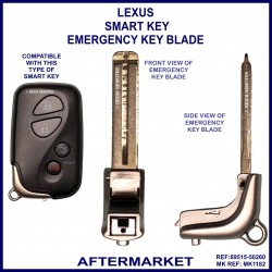 Lexus smart proximity key 69515-50260 compatible emergency key blade
