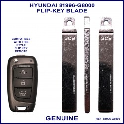 Hyundai i30 OEM key blade part number 81996-G8000 stamped 3C9 OR 81996-G3100