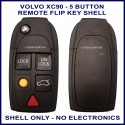 Volvo XC90 5 button remote flip key shell replacement with NE66 key blade