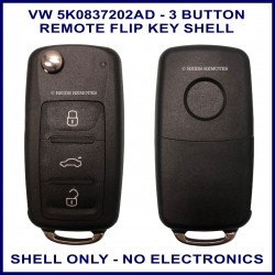 VW 5K0 837 202 AD 3 button UDS style flip key case with chrome key loop
